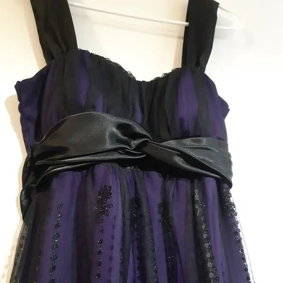 Candy Couture Purple & Black Sequin Cocktail Dress Size Medium - Picture 5 of 10